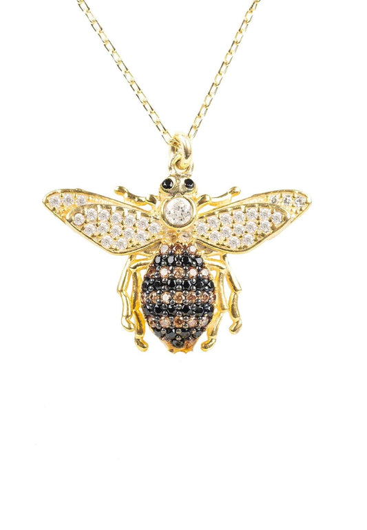 Honey Bee Pendant Necklace Gold