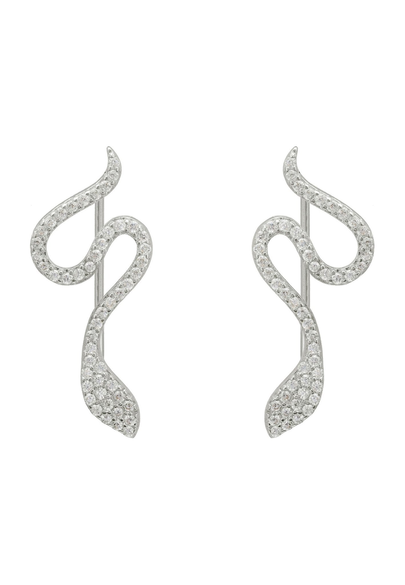 Nagini Snake Ear Climbers Silver